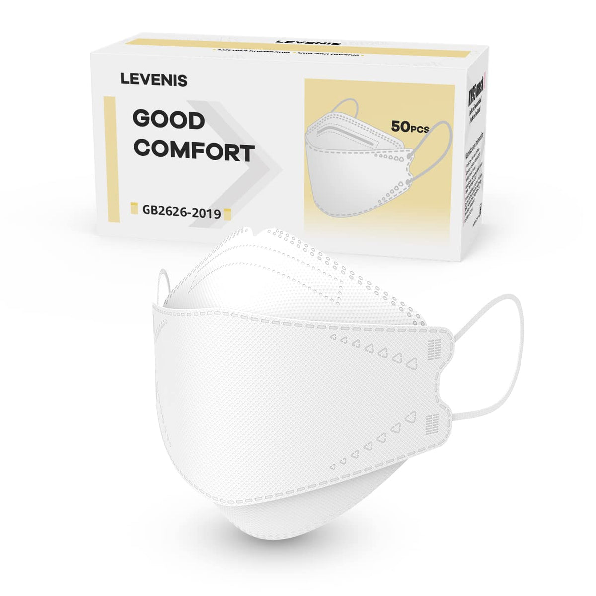 LEVENIS KN95 Face Masks 50 Pack, Breathable Comfortable and Disposable KN95 Mask, Black