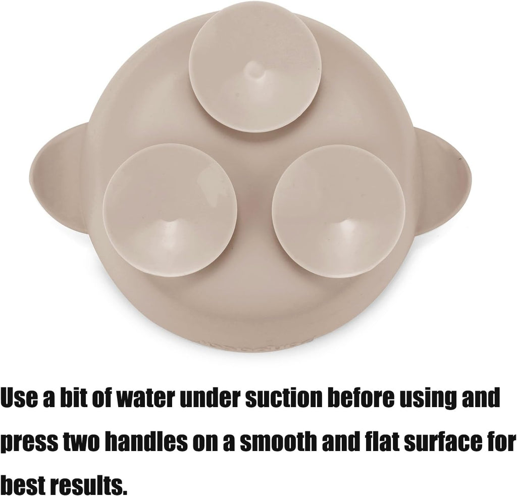 PandaEar 3 Pack Baby Suction Bowls with 3 Spoons, Stay Put Silicone Food Bowl Babies Led Weaning Supplies for Kids Toddlers, BPA-Free (Linen Brown Tan)