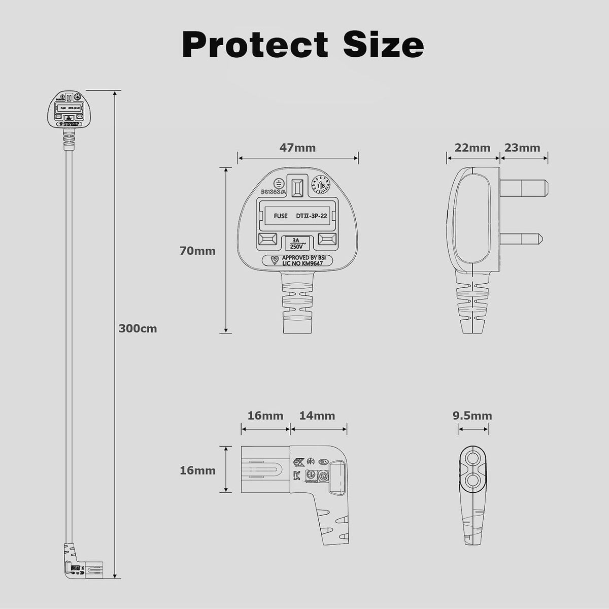 Power Cable Compatible with Samsumg TV 3M, Mellbree Quality Safe Right Angle Suitable for Awkward Space Figure 8 Power Cable Compatible with Samsung, LG, Panasonic TV Black