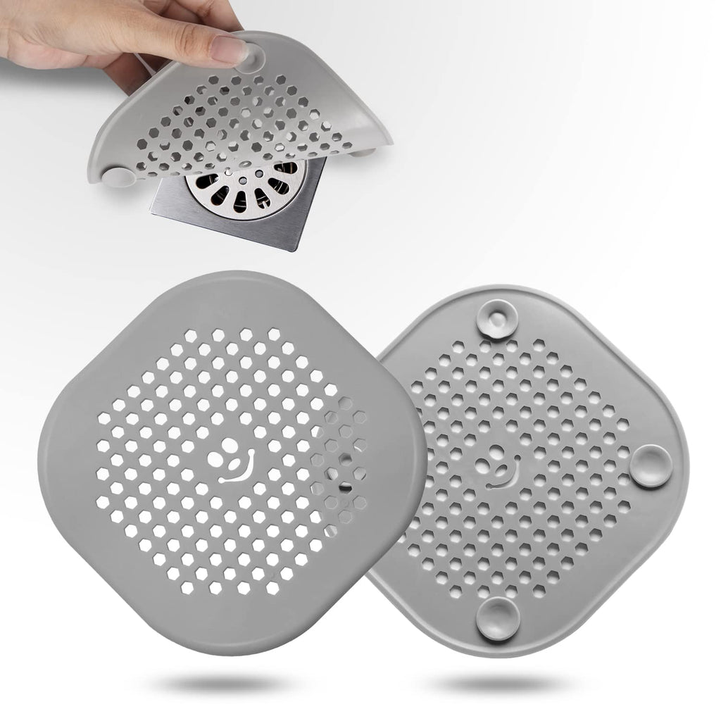 2 Pack Drain Hair Catcher Silicone Drain Cover Hair Stopper with Suction Cup for Shower Kitchen Bathroom Light Purple