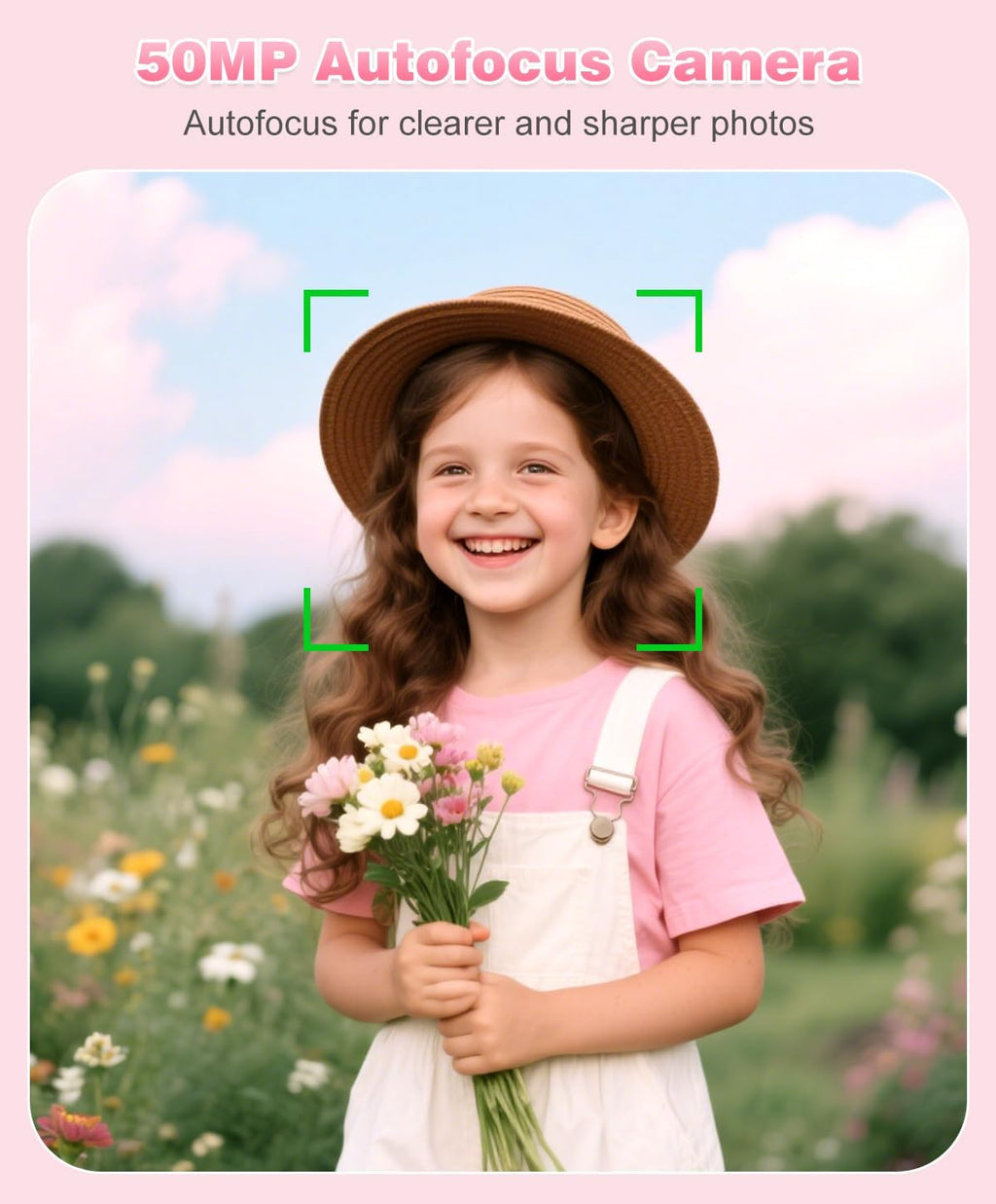 Digital Camera, 1080P FHD Vlogging Camera 50MP Compact Portable Photo Camera with 2.4" Screen, 16X Digital Zoom Mini Small Pocket Camera for Kids Students with 1 Battery, 16GB Card (Pink)