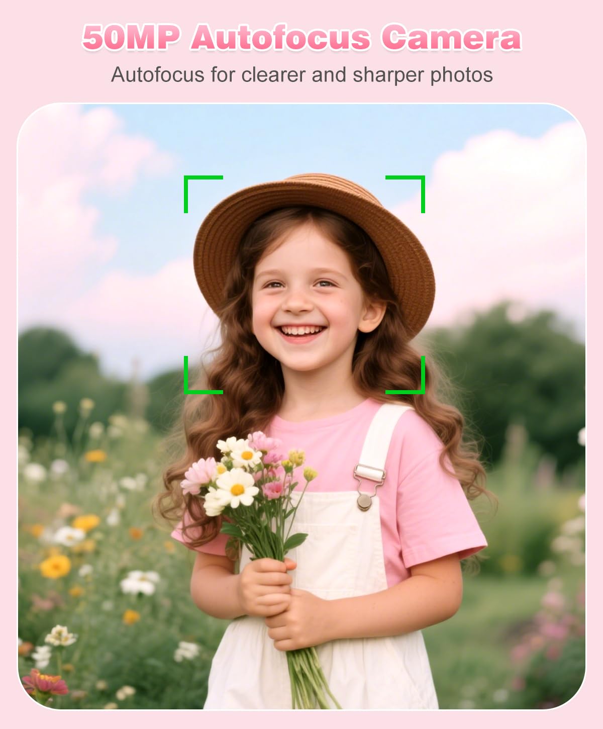 Digital Camera, 1080P FHD Vlogging Camera 50MP Compact Portable Photo Camera with 2.4" Screen, 16X Digital Zoom Mini Small Pocket Camera for Kids Students with 1 Battery, 16GB Card (Pink)