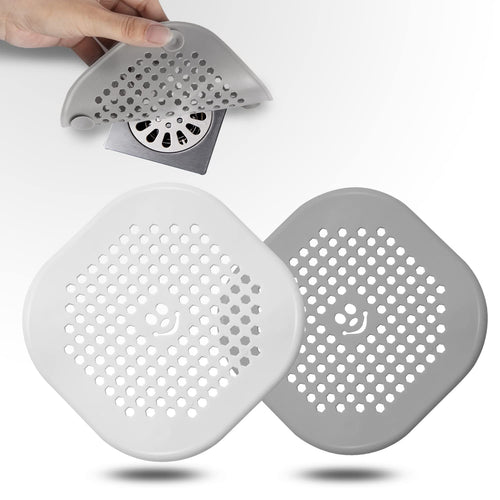 2 Pack Drain Hair Catcher Silicone Drain Cover Hair Stopper with Suction Cup for Shower Kitchen Bathroom Light Purple