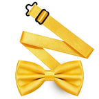 URAQT Men Pre-Tied Solid Satin Bow Tie, Adjustable Formal Bowtie