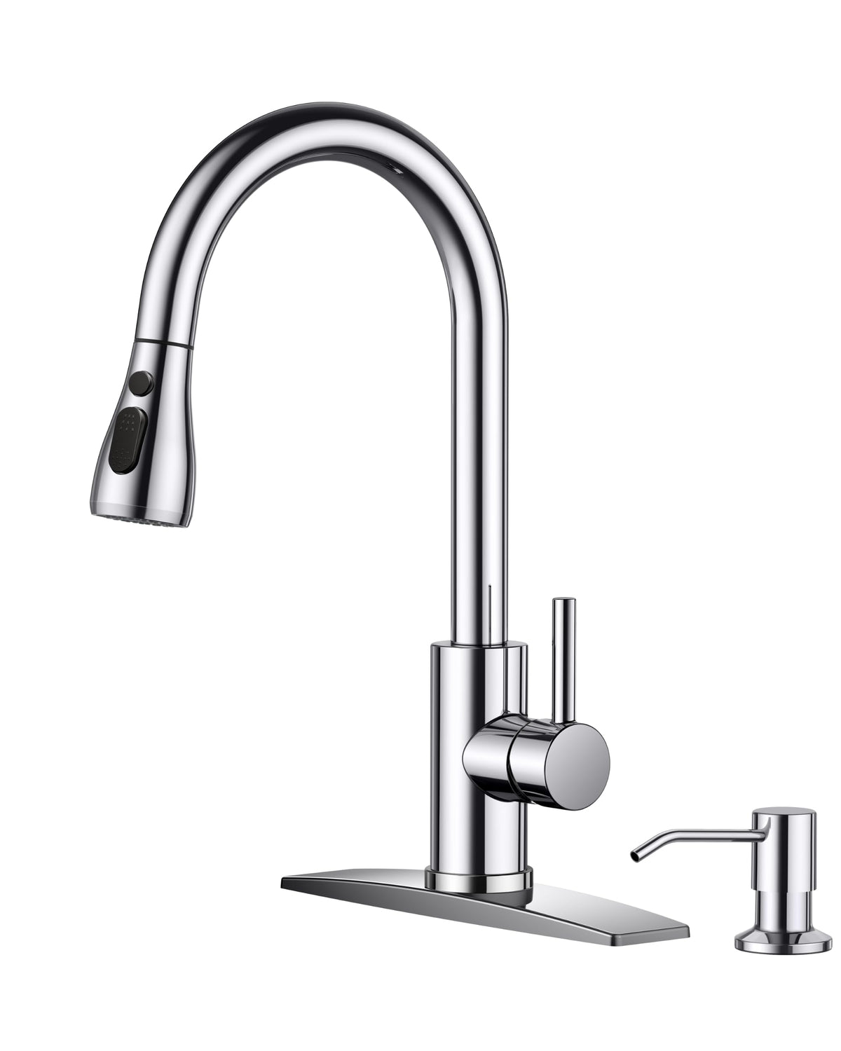FORIOUS Kitchen Faucet with Cup Washer, Pull Down Sprayer, Brushed Nickel