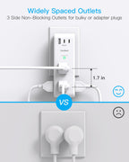 Surge Protector Outlet Extender with Rotating Plug, Multi Plug Wall Outlet