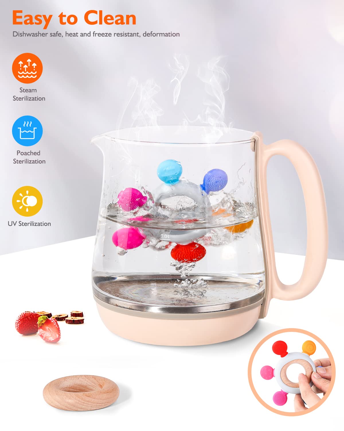 akolik Teething Toys for Baby,Teething Relief Teether Toys for Babies 3-6-12 Months, Silicone Sensory Wooden Teething Toys, BPA-Free,Baby Essentials for 3-6 Months Boy, Girl Toddlers