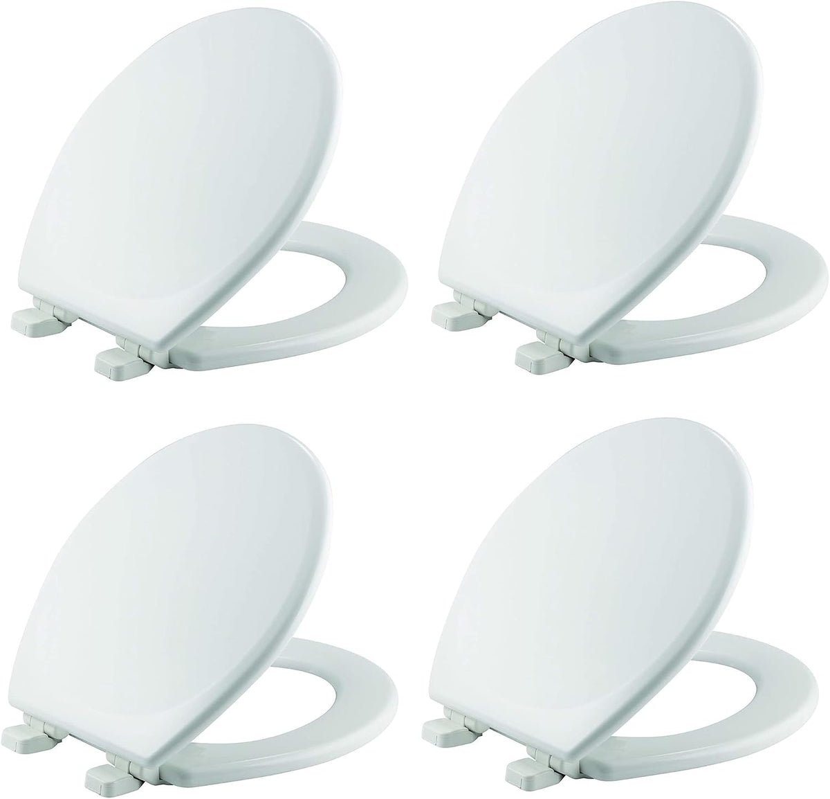 Mayfair Linden Slow Close Toilet Seat, Non Slip Heavy Duty Wood, Easy Install, Elongated, White