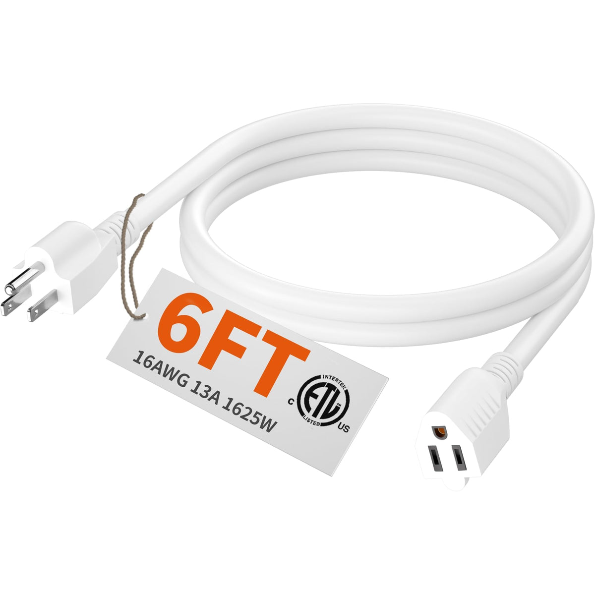 HUANCHAIN Indoor Black Extension Cord 3 FT Waterproof 16/3 Gauge