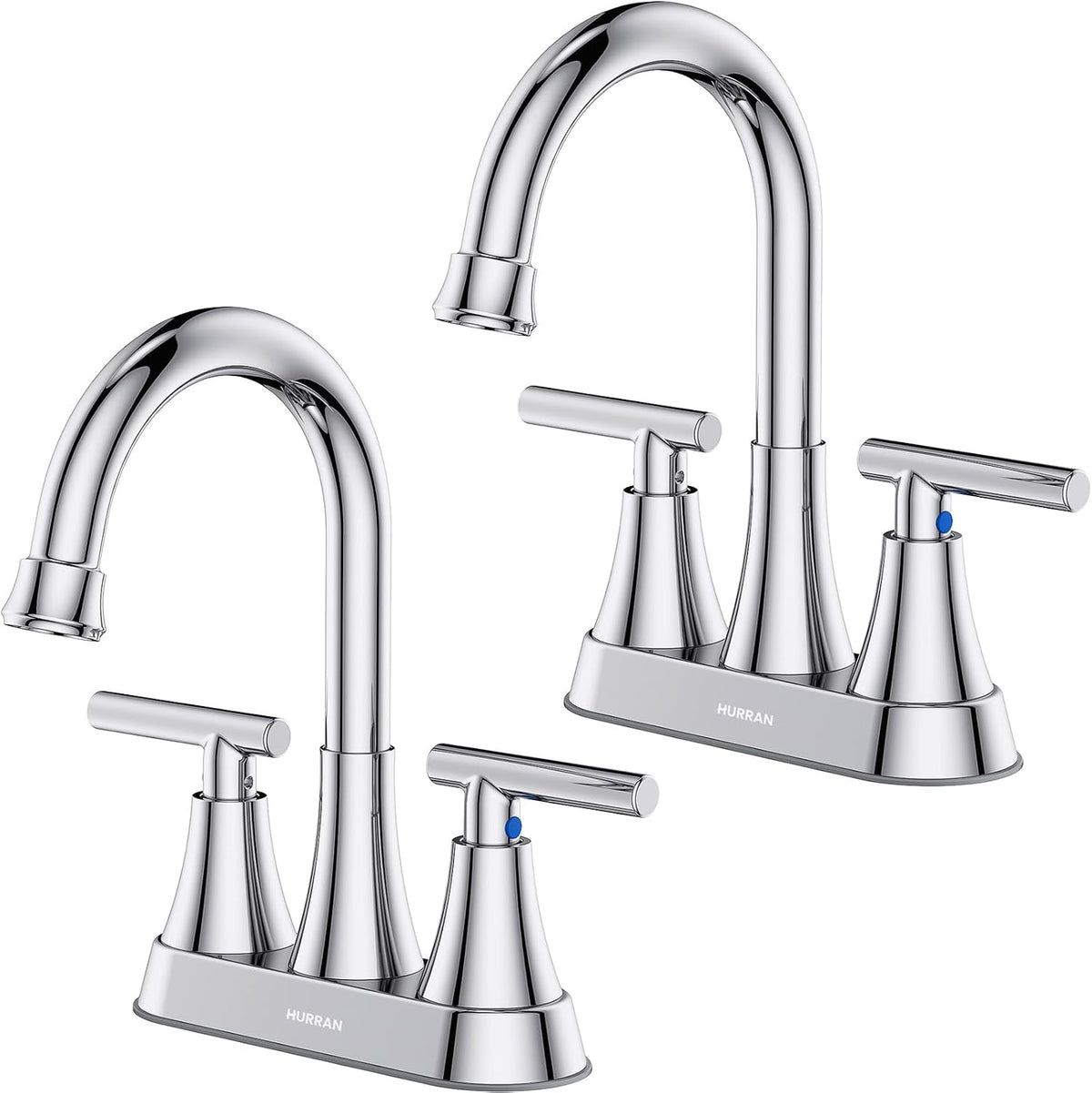 Matte Black Bathroom Faucet, Hurran 4 inch Centerset 2-Handle Lead-Free