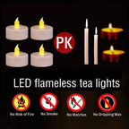 Battery Operated LED Tea Lights Flameless Flickering Candles 50PACK Blue