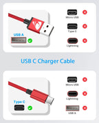 USB C Charger Cable 3M 2Pack Type C Charger Fast Charging 3A Lead Braided for Samsung Galaxy S23 S22 S21 S20 S10 S9 S8 A12 A13 A20e A21s A53 A70,Google Pixel 7 6,Huawei P30 P40,Sony Xperia,Switch,PS5