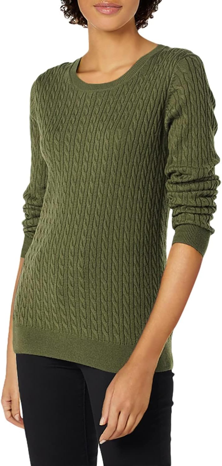 Amazon Essentials Women's Lightweight Cable Knit Long-Sleeve Crewneck Jumper (Available in Plus Size)