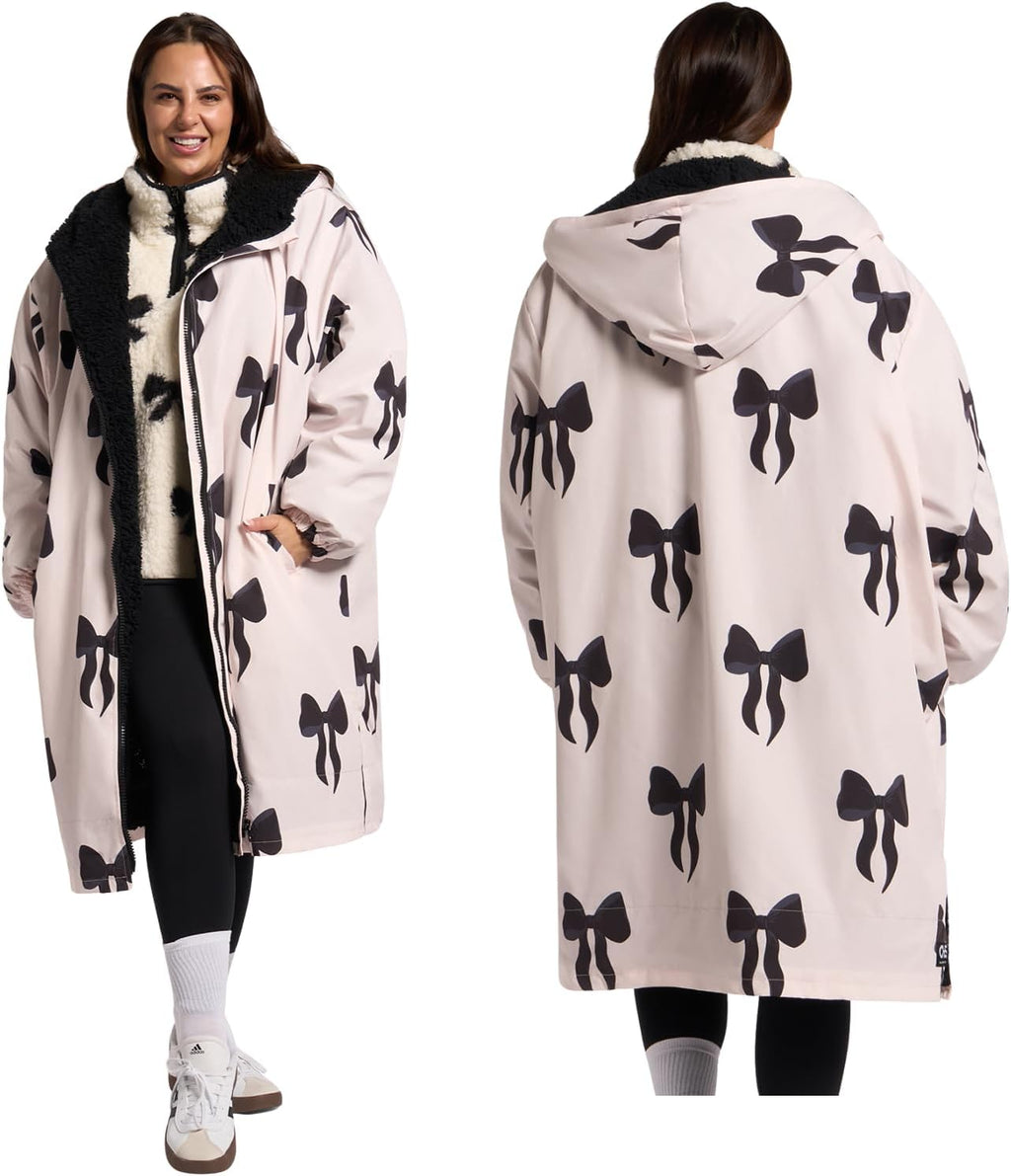 OHS Adults Drying Robe, Water-Resistant Changing Robe Gifts for Women Comfy Sherpa Privacy Robes for Women Men, Stay Dry Jacket Swimming Camping Drying Robes - S/M, L/XL