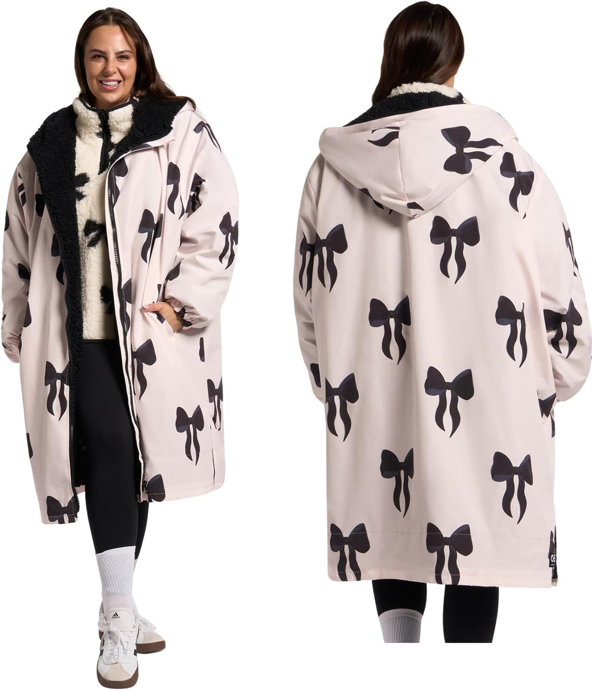 OHS Adults Drying Robe, Water-Resistant Changing Robe Gifts for Women Comfy Sherpa Privacy Robes for Women Men, Stay Dry Jacket Swimming Camping Drying Robes - S/M, L/XL