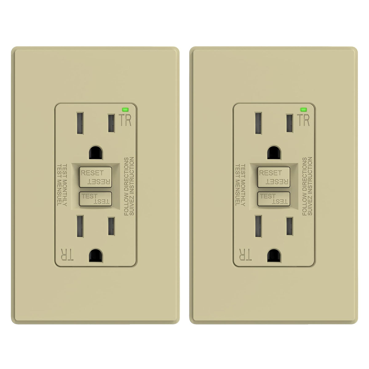 ELEGRP GFCI Outlet 20 Amp, Self-Test GFI Electrical Outlet with Thinner Design, TR Tamper Resistant GFCI Receptacle, Ground Fault Circuit Interrupters with Wall Plate, UL Listed, Light Almond, 1 Pack
