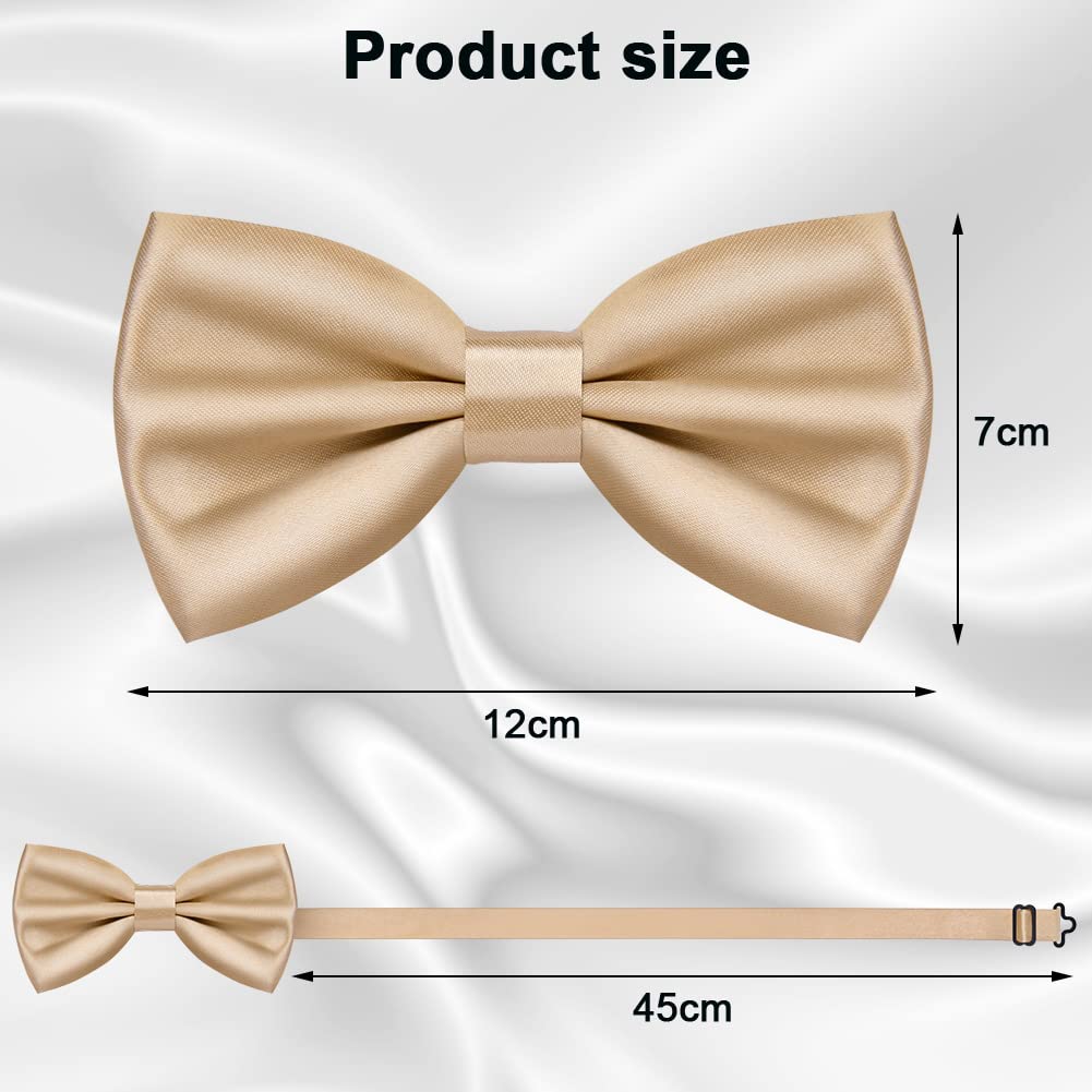 URAQT Men Pre-Tied Solid Satin Bow Tie, Adjustable Formal Bowtie