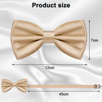 URAQT Men Pre-Tied Solid Satin Bow Tie, Adjustable Formal Bowtie