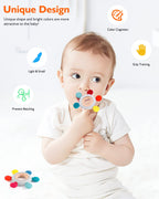 akolik Teething Toys for Baby,Teething Relief Teether Toys for Babies 3-6-12 Months, Silicone Sensory Wooden Teething Toys, BPA-Free,Baby Essentials for 3-6 Months Boy, Girl Toddlers