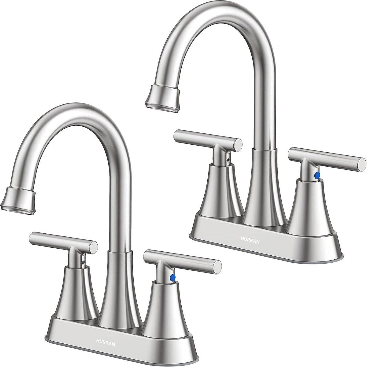 Matte Black Bathroom Faucet, Hurran 4 inch Centerset 2-Handle Lead-Free