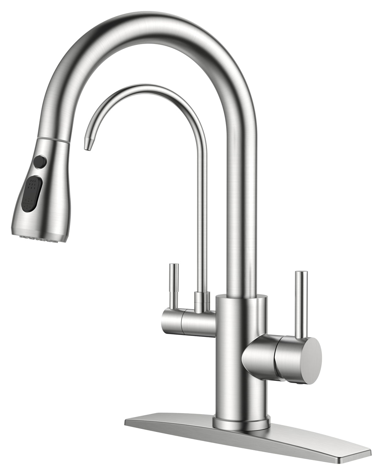FORIOUS Kitchen Faucet with Cup Washer, Pull Down Sprayer, Brushed Nickel