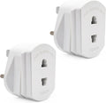 Double Dragon 2-Pack UK Electric Toothbrush & Shaver Plug Adapter | 2-Pin to 3-Pin Bathroom Converter | Supports UK EU Round & US Flat 2-Pin Plugs | 1A Fused | Compatible with Oral-B, Braun, Philips