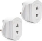 Double Dragon 2-Pack UK Electric Toothbrush & Shaver Plug Adapter | 2-Pin to 3-Pin Bathroom Converter | Supports UK EU Round & US Flat 2-Pin Plugs | 1A Fused | Compatible with Oral-B, Braun, Philips