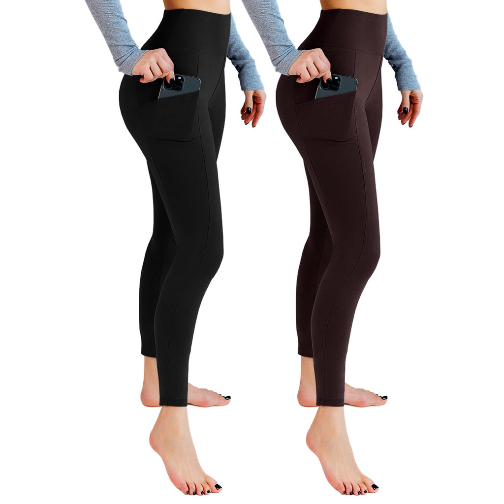 Leafigure 2-Pack High Waist Gym Leggings with Pockets for Women
