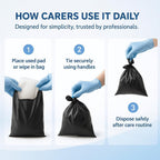 200 x ALIA Extra Large Adult Nappy Sacks | Black | Easy-Tie Handles |