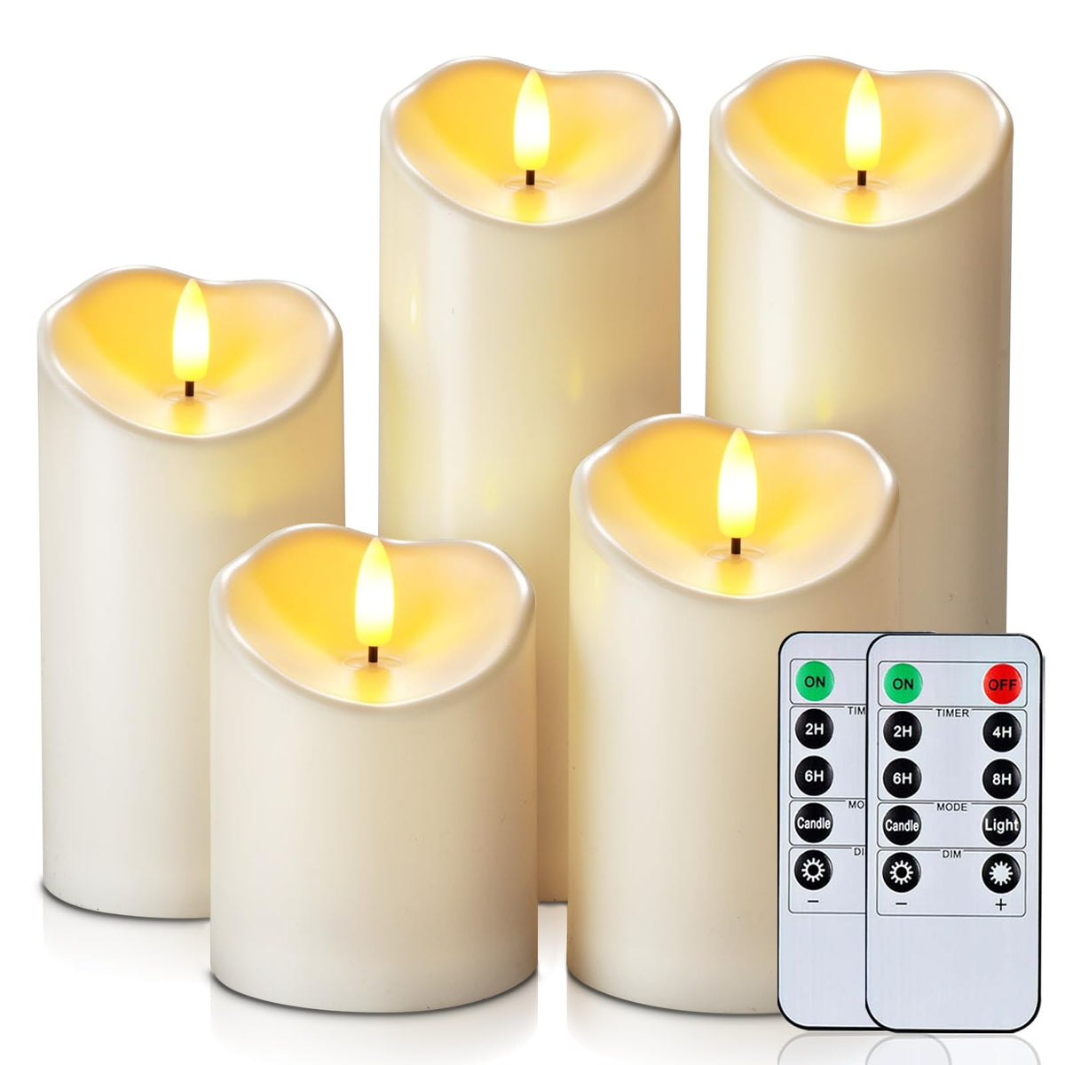 Homemory Orange Drip Real Wax Flameless Candles with Remote Timer, Set of 3
