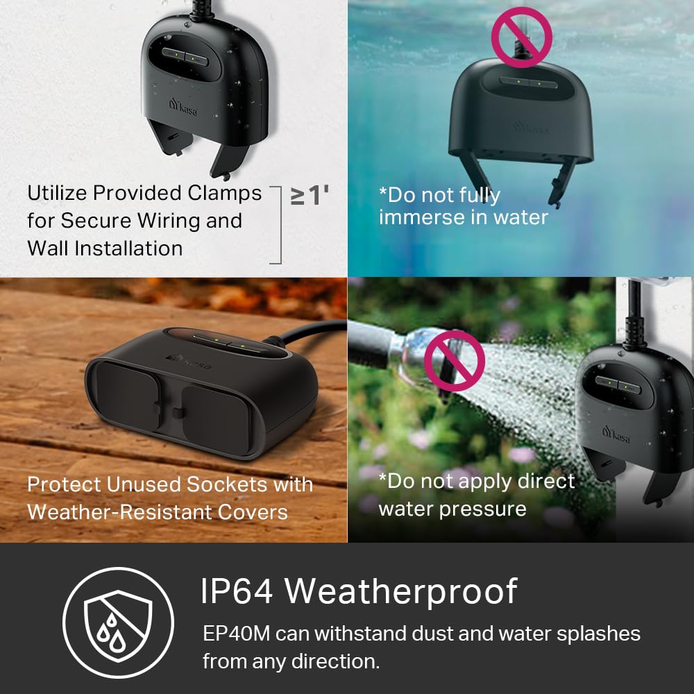Kasa Outdoor Smart Plug, Smart Home Wi-Fi Outlet with 2 Sockets, EP40