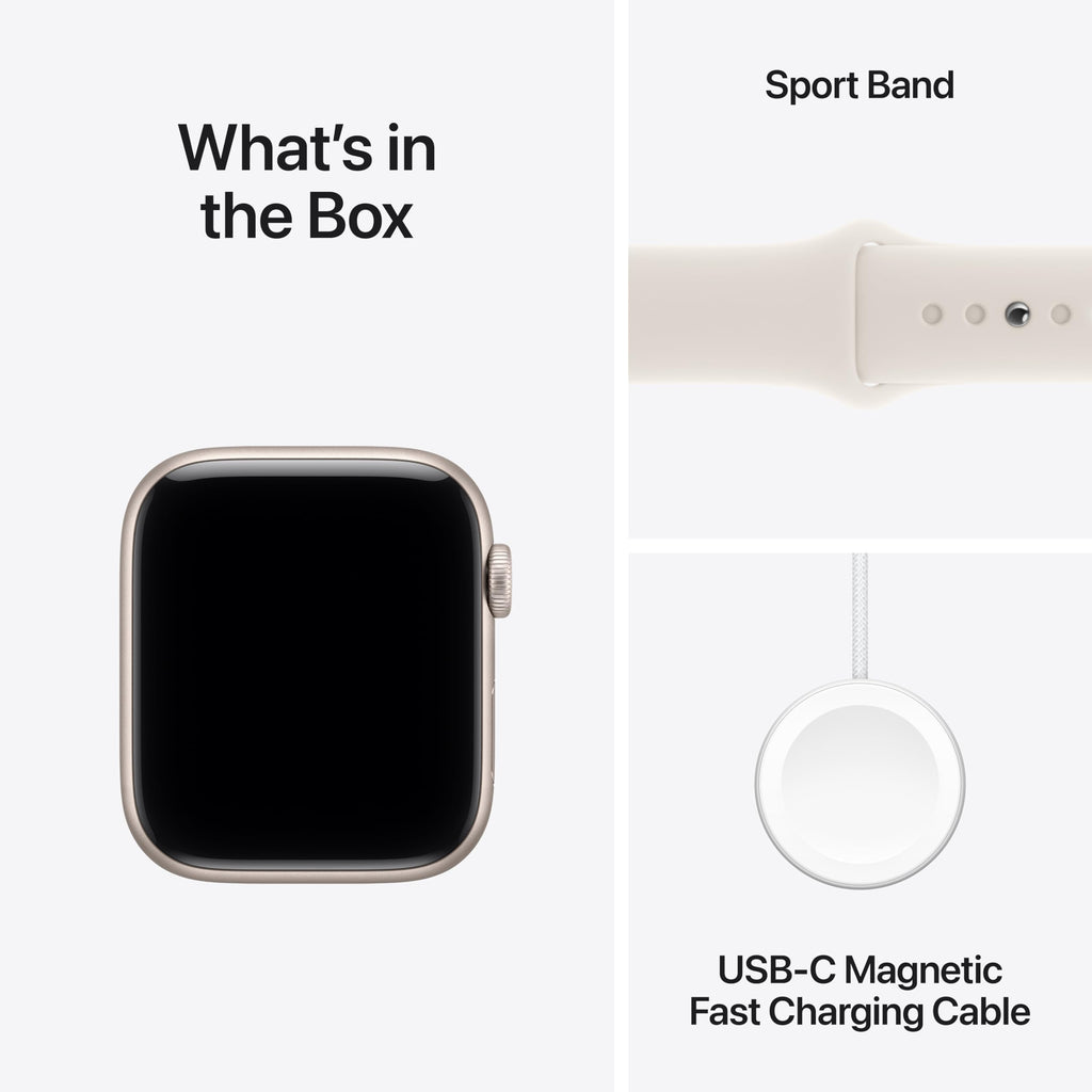 Apple Watch SE 3 GPS 40mm Smartwatch with Starlight Aluminium Case with Starlight Sport Band S/M. Fitness and Sleep Trackers, Heart Rate Monitor, Always-On Display, Water Resistant