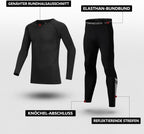Kids Base Layer - Fleece Lined Athletic football skins, Warm Football Skins Long Sleeve Top and Leggings Compression Set, Reflective Line Thermal Underwear for Biking, Ski & Running