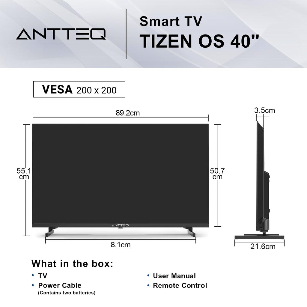 Antteq 32 Inch TV, Central Stand Design TV 720P Freeview HD Dolby Audio DVB T2/S2 LED Television, HDMI USB Media Player Monitor PS5 Xbox, Standard Nonsmart TV Small Screen for Bedroom Kitchen Black
