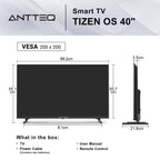 Antteq 32 Inch TV, Central Stand Design TV 720P Freeview HD Dolby Audio DVB T2/S2 LED Television, HDMI USB Media Player Monitor PS5 Xbox, Standard Nonsmart TV Small Screen for Bedroom Kitchen Black