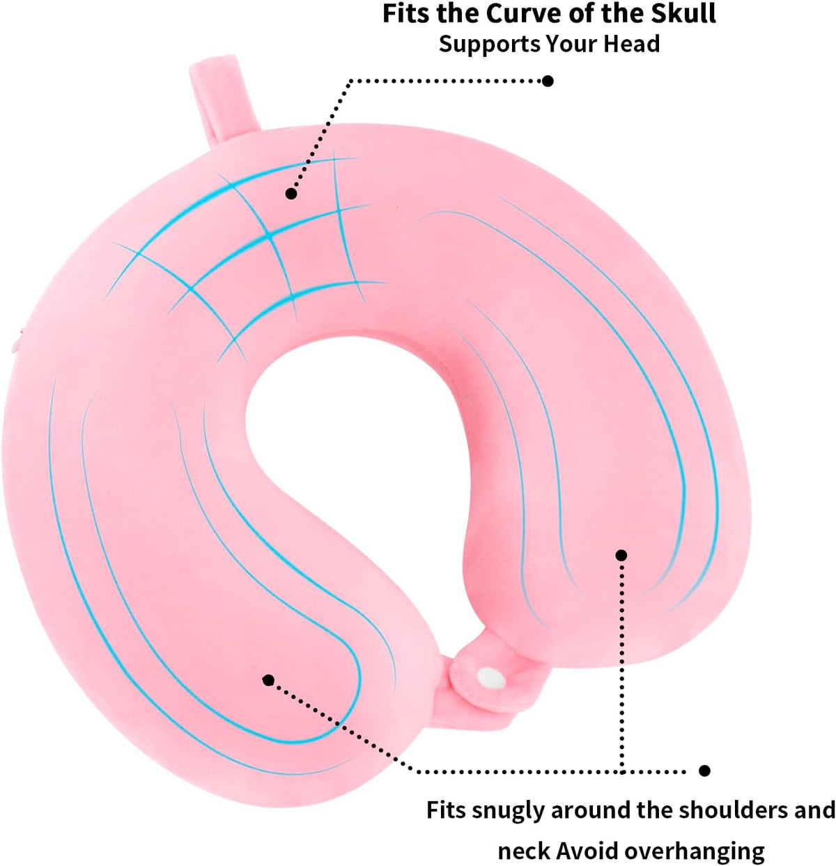 WENGX Travel Neck Pillow With Storage Bag Memory Foam Head Support Flight Pillows Cushion for Airplane Train Car Office Travel Essential for a Long Hauls Sleeping Rest(Pale Pink)