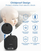 Addtam Extension Lead with USB Slots, Power Strips with 2 Way Outlets 4 USB