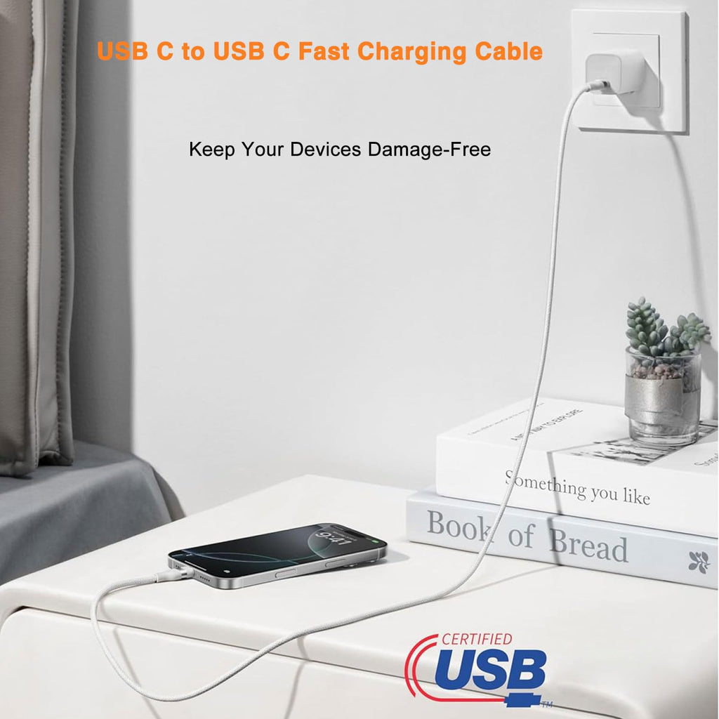 2m USB C to USB C Cable for IPhone 18/17/16/15,Fast Charger USB C for IPhone 17 Air/17e/16 Pro Max/15 Plus/16E/Duo, Long Charging Lead for iPad Pro 10/11th,Google Pixel 11/10/9/8,Samsung Galaxy Z Fold