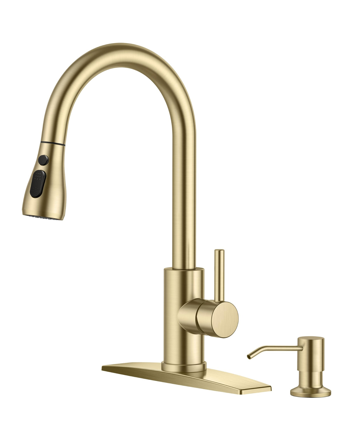 FORIOUS Kitchen Faucet with Cup Washer, Pull Down Sprayer, Brushed Nickel