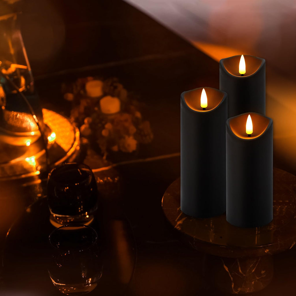 YOROXRG Solar flameless Candles Outdoor Waterproof,Dusk to Dawn Outdoor Lighting, Flickering fameless Reusable LED Light Candles for Lantern Garden Camping and Home Decor, 3D Wick (3"X6") Set of 2