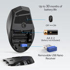 TECKNET Wireless Mouse for Laptop, 4800 DPI Optical Computer Mice with 6 Adjustable Levels, 30 Months Long Battery Life 2.4G Cordless USB Silent Mouse for Notebook, PC, Office Home Work -Grey