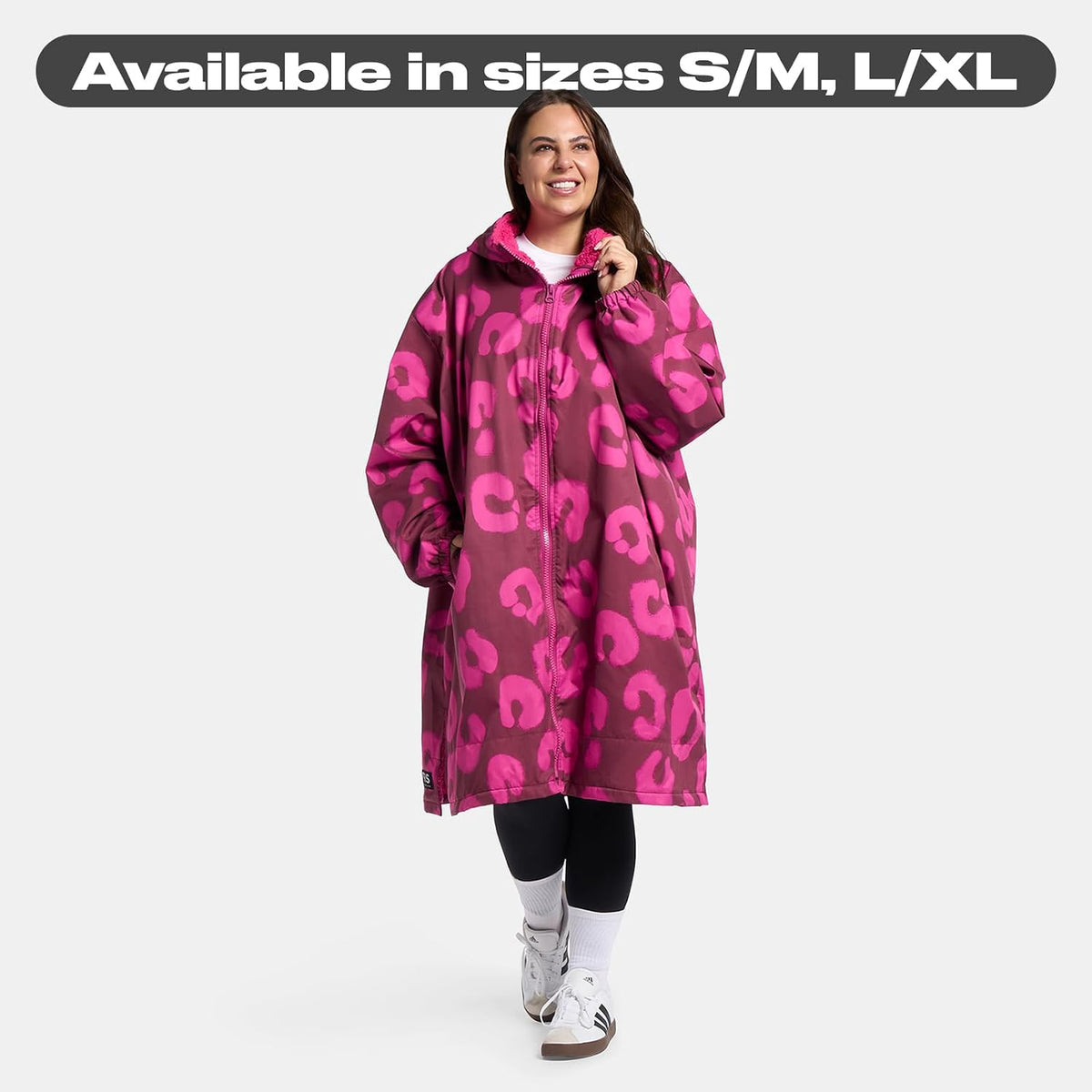 OHS Adults Drying Robe, Water-Resistant Changing Robe Gifts for Women Comfy Sherpa Privacy Robes for Women Men, Stay Dry Jacket Swimming Camping Drying Robes - S/M, L/XL