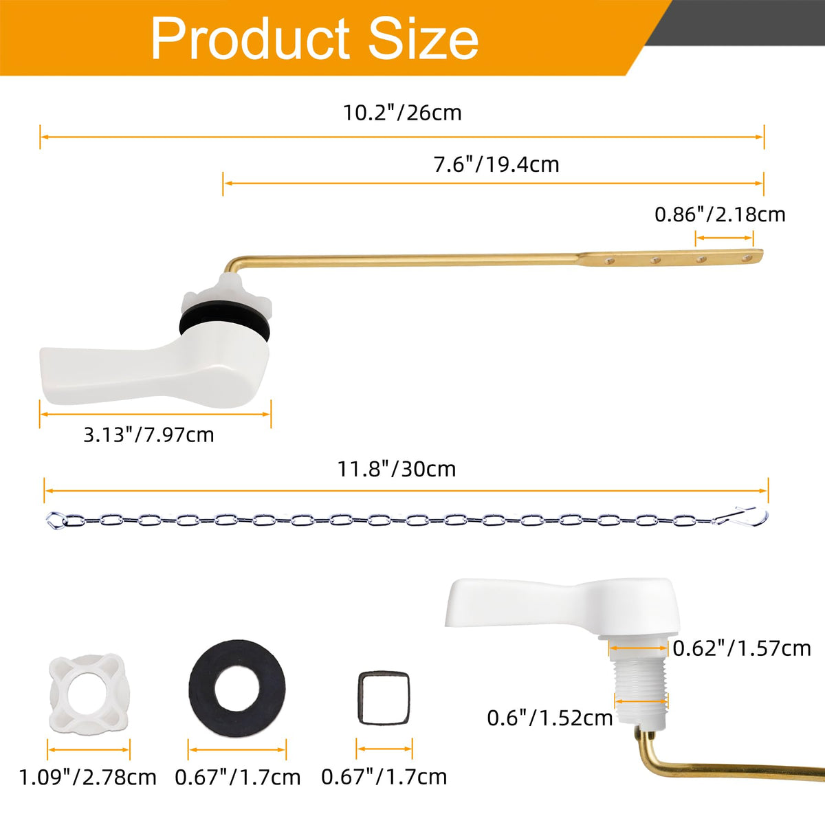Hibbent Universal Metal Front Mount Toilet Handle Replacement Kit