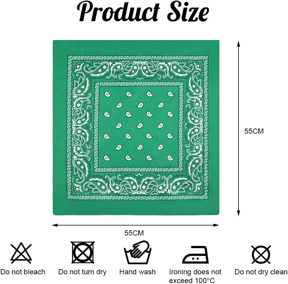 Aomig Bandana Head Scarf for Men and Women, Stylish Cowboy Headband Handkerchief, Multi-purpose Hair Scarf Paisley Print Unisex Headwraps, Bib Party Face Covering Headwear for Motorcycling