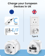 LENCENT 2 Pack EU to UK Plug Adapter