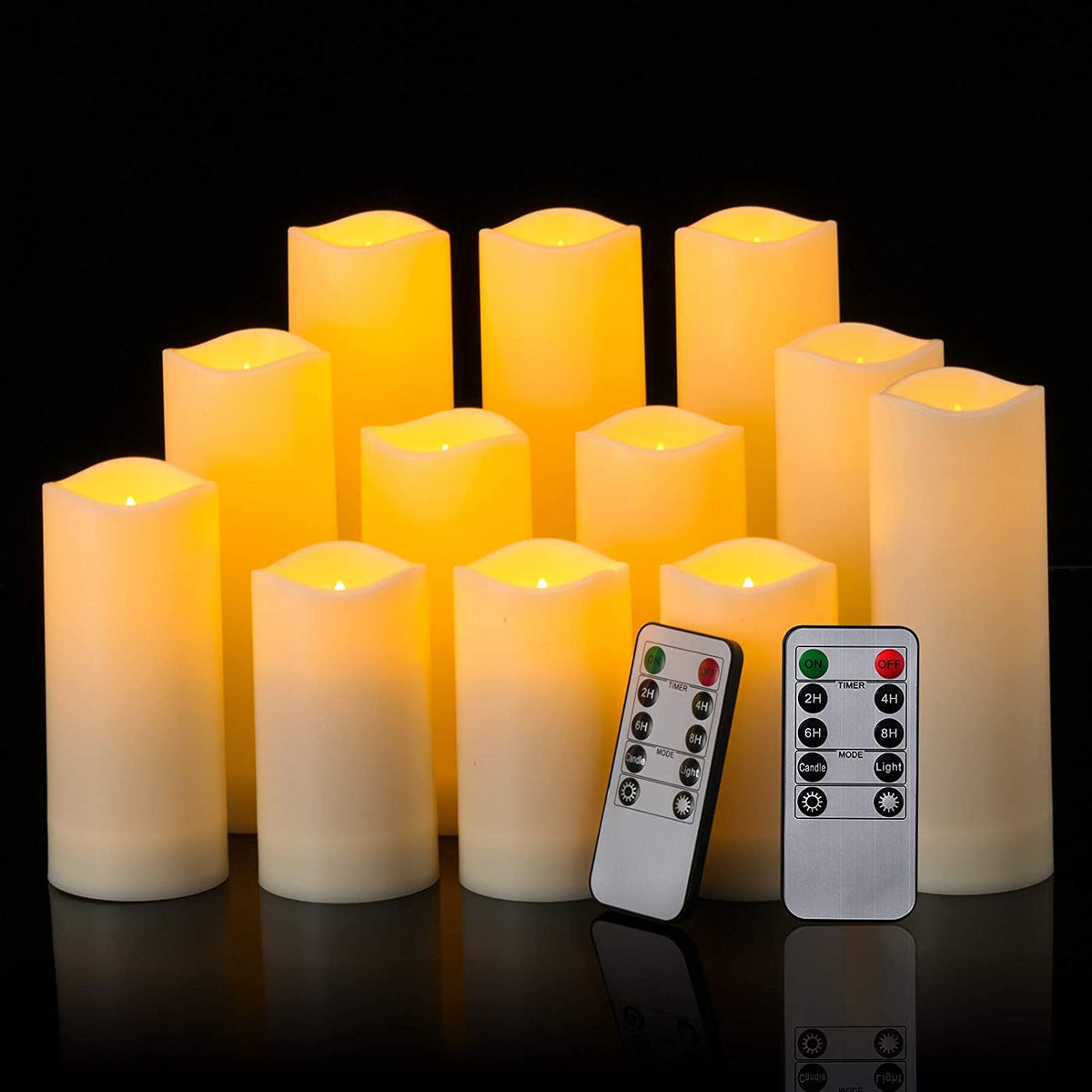 YOROXRG Solar flameless Candles Outdoor Waterproof,Dusk to Dawn Outdoor Lighting, Flickering fameless Reusable LED Light Candles for Lantern Garden Camping and Home Decor, 3D Wick (3"X6") Set of 2