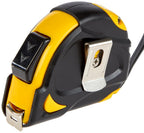 Amazon Basics Self-Locking Tape Measure with Belt Clip, 16-Feet (5-Meters), Inch/Metric Scale, MID Accuracy, Black, Yellow