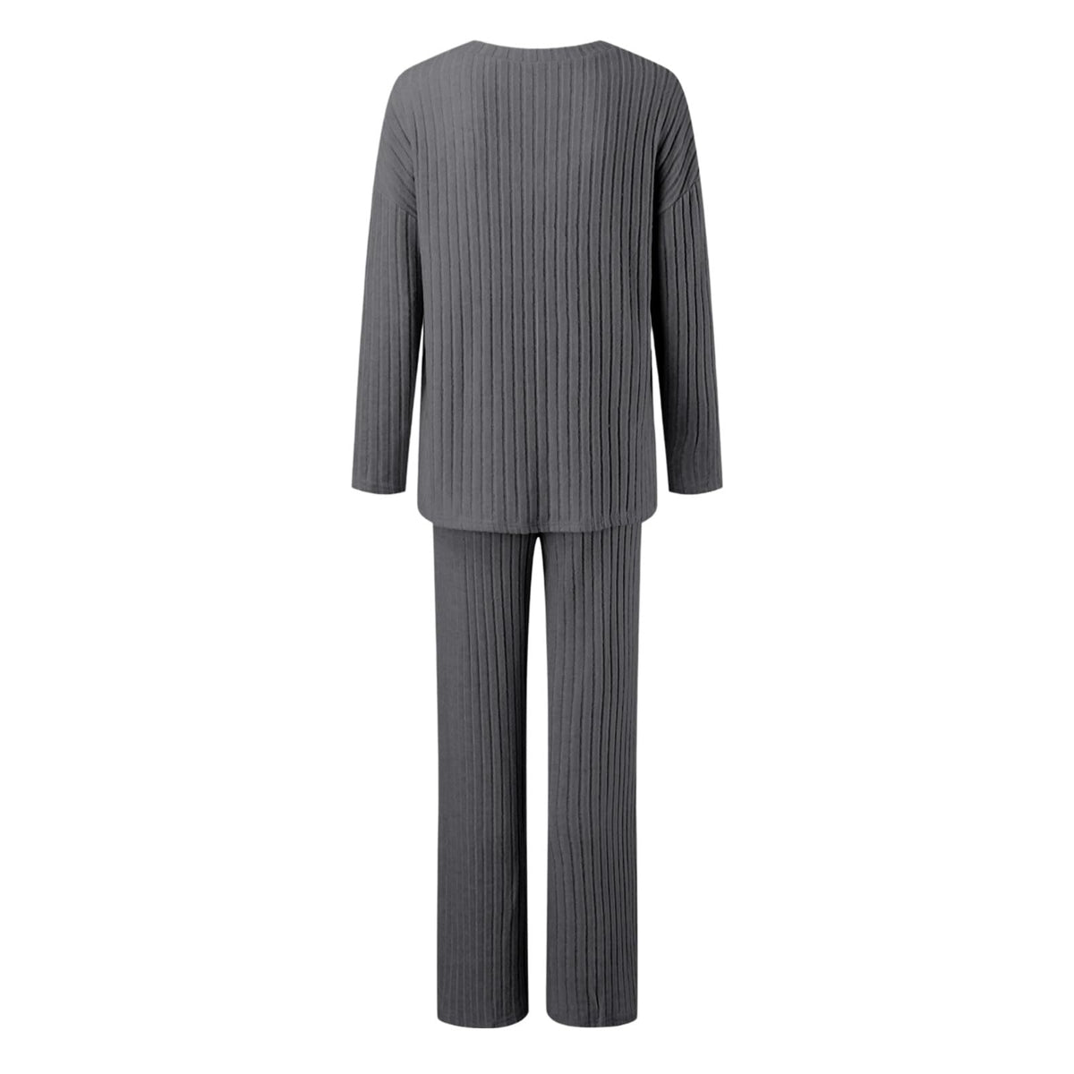 Lounge Wear Sets For Women Uk, Womens Pyjamas Set Long, Ladies Ribbed Loungewear Knit Outfits Womens Tracksuits 2 Piece Set V Neck Casual Casual Homewear