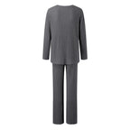 Lounge Wear Sets For Women Uk, Womens Pyjamas Set Long, Ladies Ribbed Loungewear Knit Outfits Womens Tracksuits 2 Piece Set V Neck Casual Casual Homewear