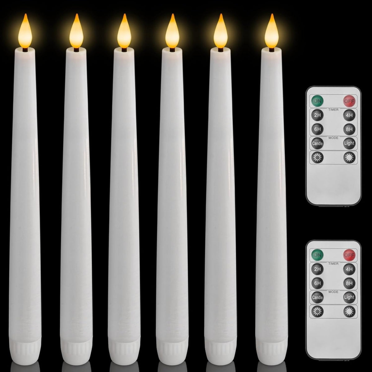 Homemory Real Wax LED Flameless Taper Candles with Remote Timer, 9.6 Inches Ivory Fake Candlesticks, Dripless Battery Operated Window Candle with 3D Flickering Flame for Fireplace Xmas Halloween
